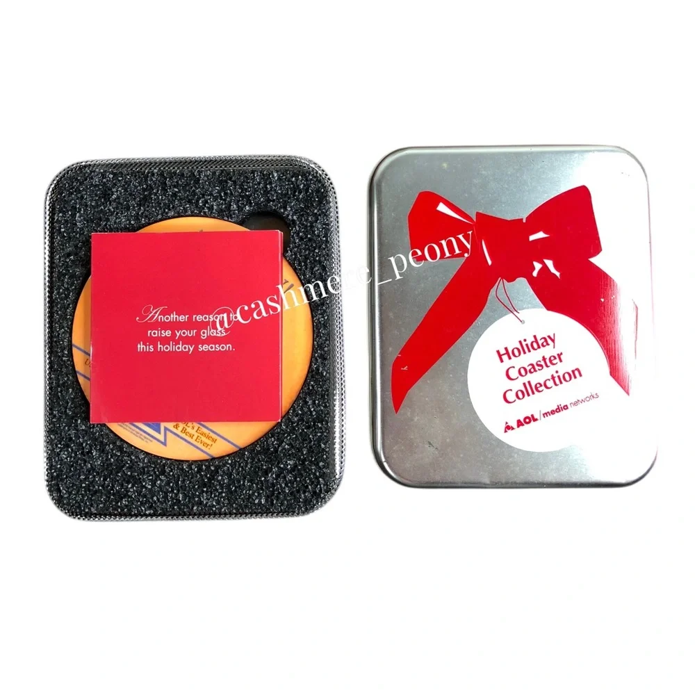 AOL Holiday Coaster Collection Rare Media Networks in Tin Case with 8 Coasters